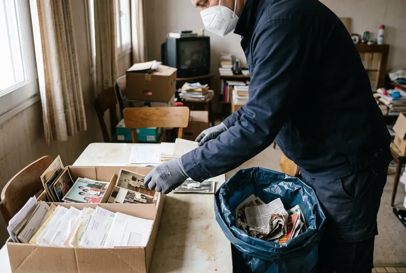 Tri des papiers et des photos de famille avant évacuation